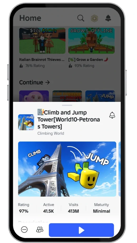 procurar por qualquer jogo Roblox